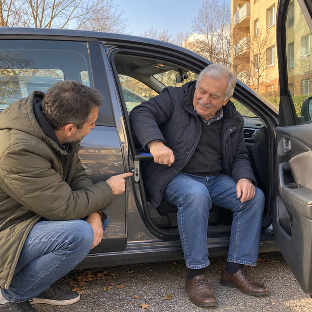 Kinyílik az ajtó, a kapaszkodó a helyére kerül, és indulás.